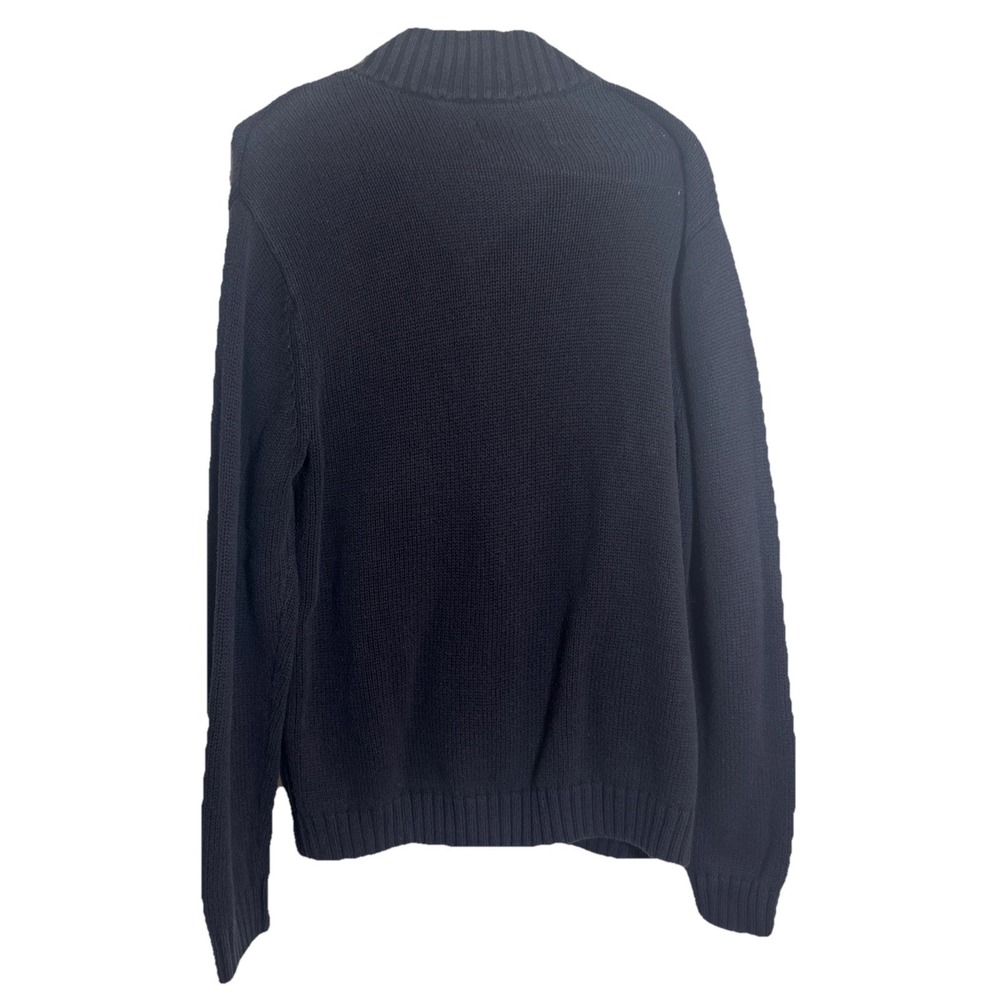 Chaps Men's Sweater M Navy Blue Cotton Quarter Zip Mock Neck Pullover Knit - Picture 6 of 6